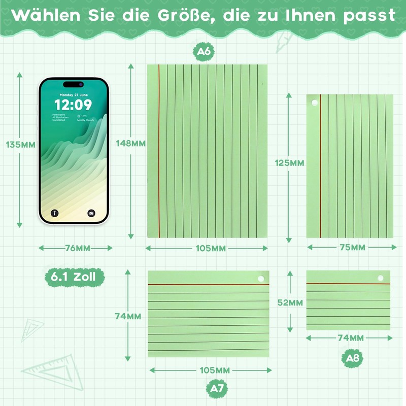 moinkerin Index Cards (Muticolor, A8)