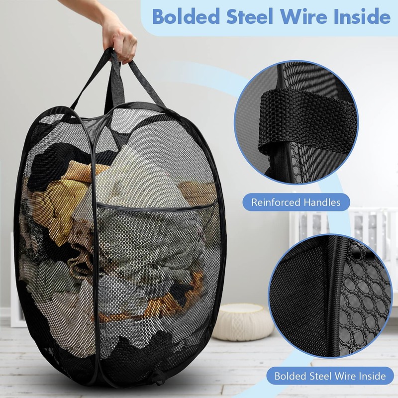 DUCOO Pop Up Hamper, 1 PCS Mesh Pop Up Laundry