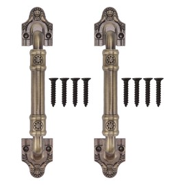 2Pcs Antique Barn Door Handles Bronze Color Easy Installation Vintage Drawer Handle for Gates Cabinets Closets