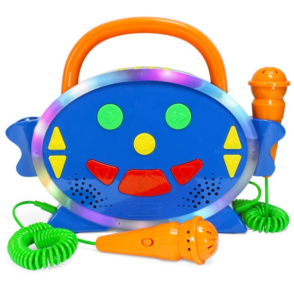 Kidzlane Kids Karaoke Machine - Singing Machine with 2 Microphones and Bluetooth - 100 Pre-Loaded Songs - Record & Playback, and with Multicolor Lights - Unique Gift for Toddlers, Girls, and Boys