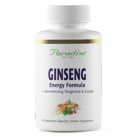 Paradise Herbs Ginseng Root Extract for Energy & Well-Being, Vegan, Non GMO, Gluten Free, Vitamin B1, B2 & B12, 60 Capsules