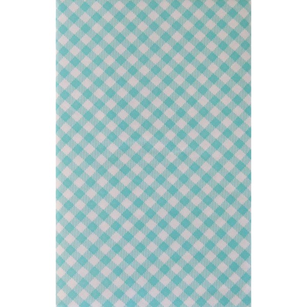 Summer Fun by Elrene Gingham Small Check Bias with Zipper Umbrella Hole Vinyl Flannel Back Tablecloth (70" Round, Aqua)