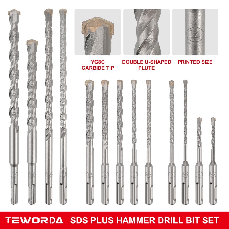 SDS Drill Bits Set-17pcs Rotary Hammer Drill Bits and Chisel