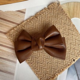 PU Leather Bow Hair Clip, Korean Style Hairpin, Hair Accessories (coffee)