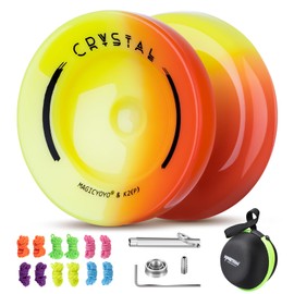 Yoyo K2 Crystal - Professional Responsive Yoyo for Kids Beginners, Dual Function Yo Yo for Adults Advanced + Extra Unresponsive Bearing + 12 Yo-yo Strings + Storage Bag + Removal Tool ( Yellow Red)