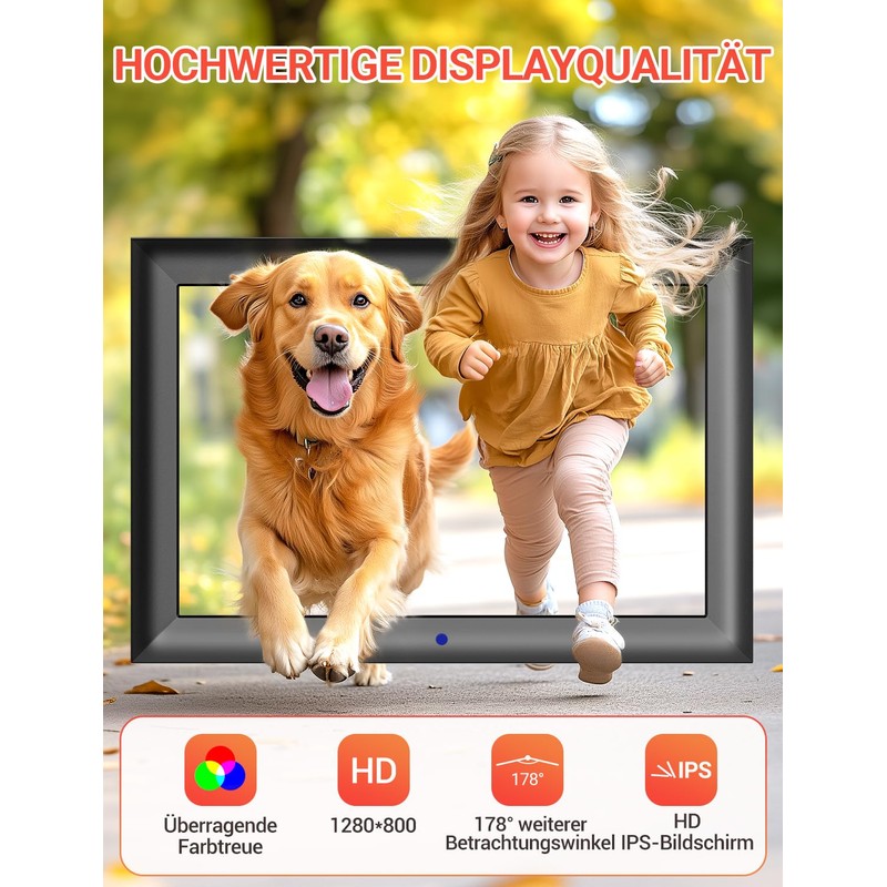 OBVHNUA Digital Photo Frame 10.1 Inch Electronic Photo Frame 1280