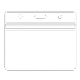 KINGSUM 6 Pack Horizontal Badge Holders Sealable Waterproof Clear Plastic Name Tag ID Card Holder (6 Pcs, Horizontal)