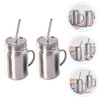 iplusmile 2pcs Stainless Steel Mason Jars Straw Overnight Oats Containers