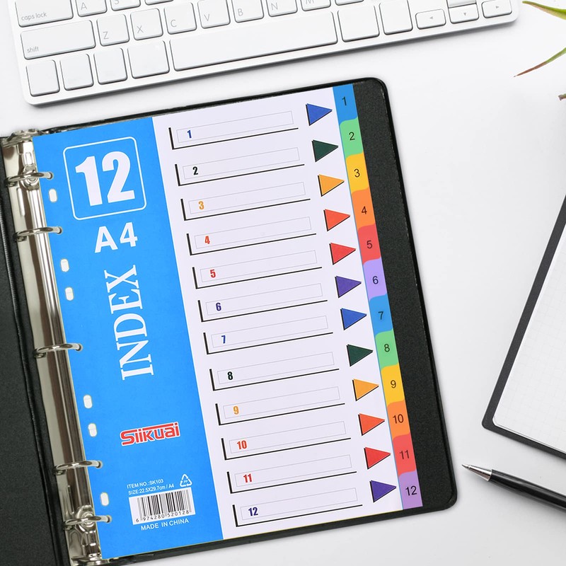 Set of 5 Coloured Folder Index Dividers for Folder A4