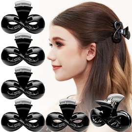 RC ROCHE ORNAMENT - Pinzas para el pelo para mujer, diseño de lazo infinito, Negro, Medium - 6 Pieces