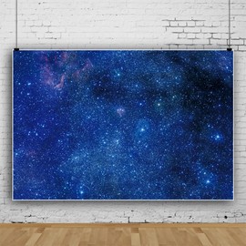 MIRRORANG 3x2m Night Starry Sky Photography Backdrop Blue Universe Galaxy Stars Wedding Photo Studio Booth Background Outer Space Birthday Baby Shower Party Decoration Banner, Vinyl