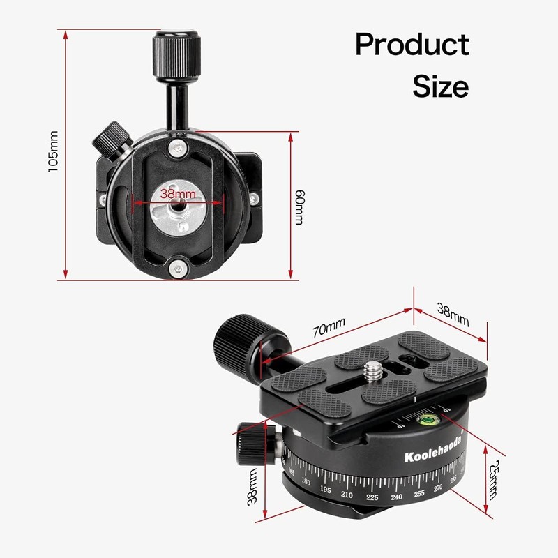 Koolehaoda Panorama Tripod Head 360 Degree Rotation Panoramic Head Aluminium