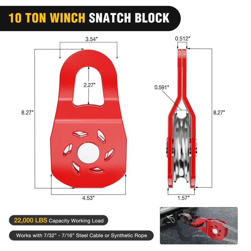 Nilight Niligth 3" x 8' Tow Strap with Winch Snatch