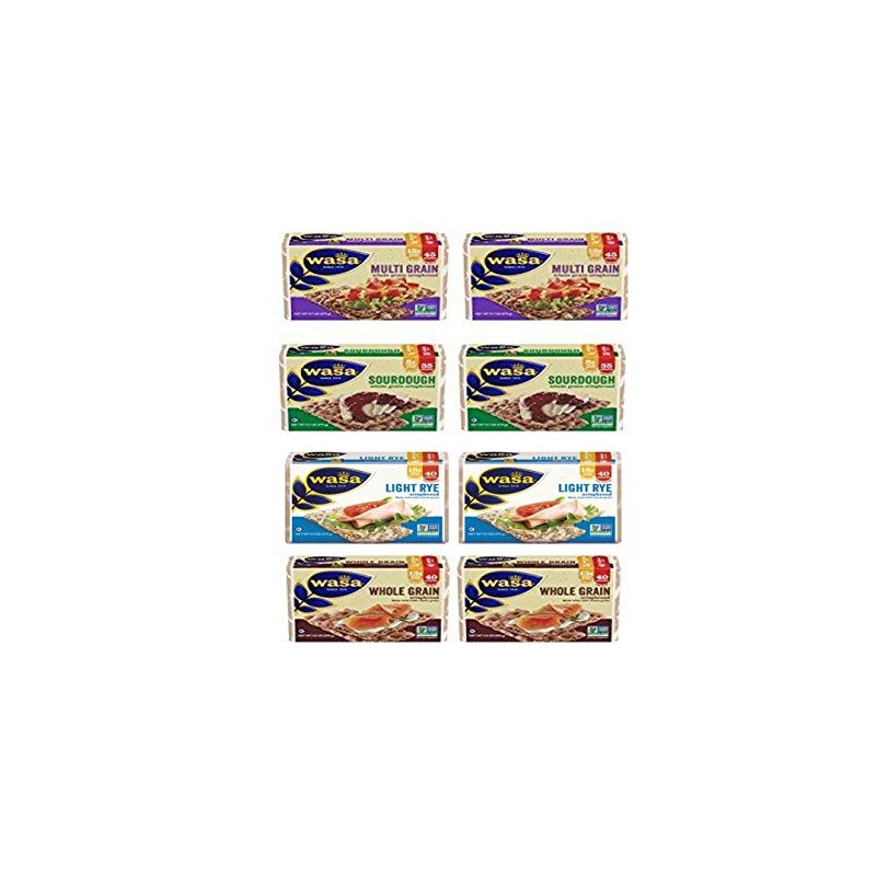 Wasa Crispbread Variety 8-Pack: (2) Multi Grain, (2) Whole Grain,