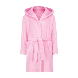 US Angels Girls Robe, Pink - Cozy Fleece Bathrobe for Girls, Soft & Warm Hooded Kids Robe with Belt, Girls' Sleepwear Robes, Sizes 7-8, 10-12, 14-16