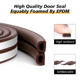 SUNMON Weather Stripping Door Seal Strip, 33Feet (10M) D-Type Door Soundproofing, Self Adhesive Foam Weatherstrip for Door and Window (Brown)