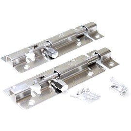 ZhongWang Hardware BT002 4 Inches Barrel Bolt Lock, Premium Thickened Door Latch Lock, Stainless Steel Slide Latch Lock with 12 Screws, 2 Pack Slide Lock