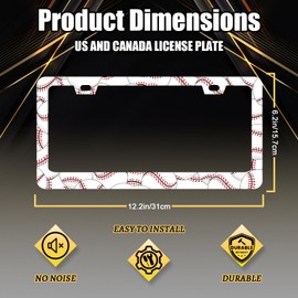 Baseball License Plate Frame Funny Balls License Plate Stainless Steel Colorful Accessories Cars Decor with 2 Holes and Screws Fits Standard Us Ca Vehicles 12.3X 6.3 Inch