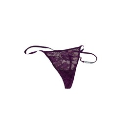Victoria's Secret T-Back Shine Strap Rhinestone Lace V-String Panty Color Purple Size Medium New