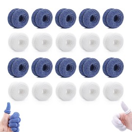 20 Pcs Finger Bandages Tubular for Work Kitchen Protection, Finger Bandages for Handling Gardening Work, Thumb Bandage for Fitness Finger Protection (White and Blue)