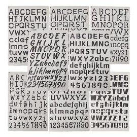 Hoshisea 8-Piece Letter Stencil Set, Letter Stencils, Letter and Number Stencils, Plastic Alphabet Stencils, Used for Painting and Sketching (White)