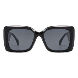 SOJOS Trendy Oversized Square Sunglasses for Women Large Luxury Women's Big Shades SJ2350, Black Frame/Grey Lens