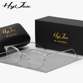 HyJex Mother's Day Gift HyJex unisex retro lightweight fashion versatile glasses student casual half-frame flat glasses - Color: Silvery Transparent