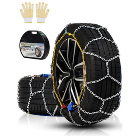 Auto Tightening Snow Chains Tire Chains For Cars Suv Pickup Trucks - Auto Tightening 1 Min Quick Fit AND Easy Installation, Reusable Universal Emergency Traction Snow Chains - Set of 2（HKN150）