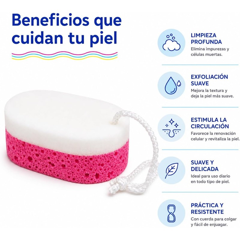 Esponja Exfoliante Doble Textura T.TAIO para Limpieza Corporal