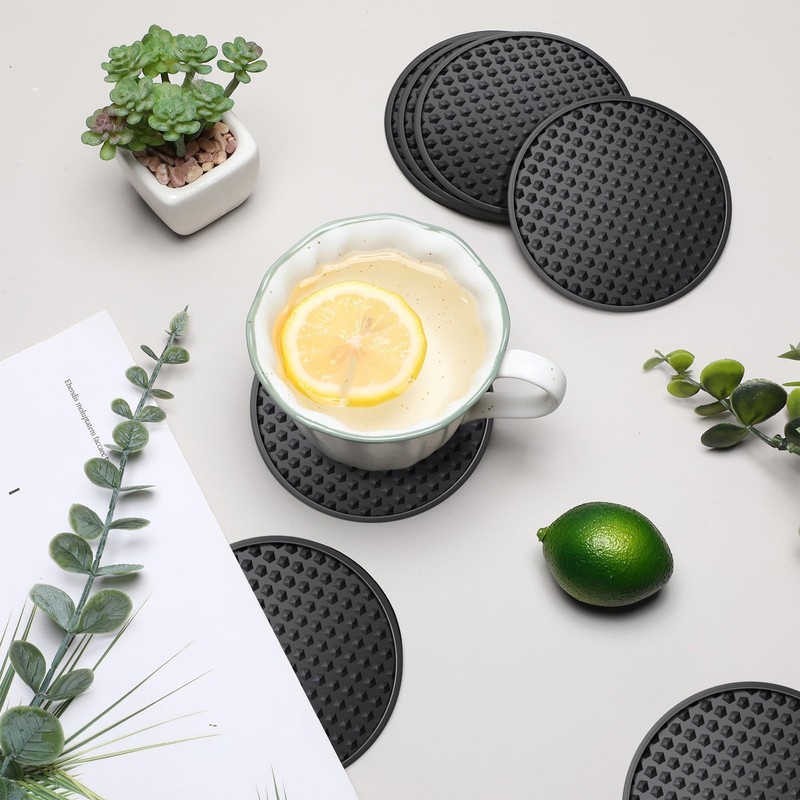 Eccliy 24 Pack Silicone Coasters for Drinks Nonslip Silicone Drink