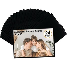 Magnetic Picture Frame 24 Packs Fridge Magnetic Photo Frames Holds 5 x 7 Inches Photos - Color: Black, Size: 4*6 inches-15 Pack