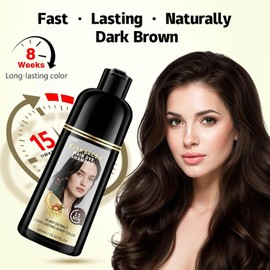 Dark Brown Hair Dye Shampoo - 100% Gray Coverage, Ammonia & Paraben Free