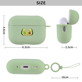 Cute Couple Avocado Pattern Case for Airpods Pro 2nd Gen,Kawaii Fruit Case for Airpods Pro 2 Soft TPU Protective Cover with Keychain for Boys Kids Teen(Green&Couple Avocado)