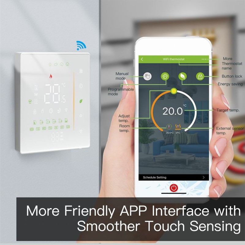 Smart Temperature Controller IP20 Protection PC ABS White Programmable Boiler