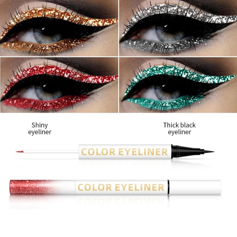 Vawolecy Flash Color Eyeliner, 2 in 1 Liquid Eyeliner Eyeshadow