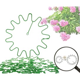 ARPON Round Shrub Support for Flowers, Vine Plants and Perennials - Plant Support Ring Cages Pack of 10 - Plant Clips - Plant Clips with a Diameter of 21.5 cm - Adjustable Plant Holder