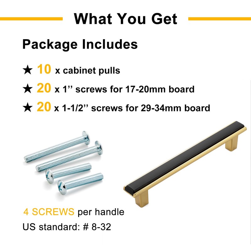 BEROSSA Black and Gold Cabinet Pulls Matte Black and Gold