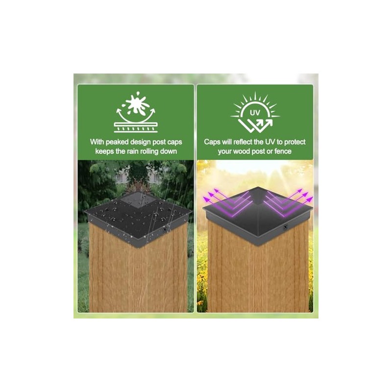 4x4 (3.5inx3.5in) Fence Post Caps, 6 Pack Deck Post Caps