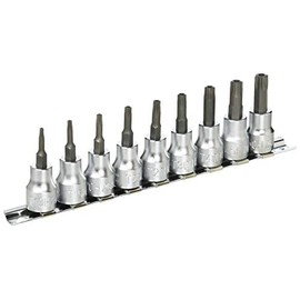 Koken RS3025/9-HOLE 3/8 (9.5 mm) SQ. Anti-bulking Torx Bit Socket Rail Set, Total Length 2.0 inches (50 mm), 9 Pieces
