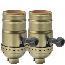 DiCUNO 2-Pack 3-Way Lamp Socket Replacement, UL Listed, E26 Screw Base Lamp Holder with Turn Knob Switch for Low, Medium and High Settings, Repair Kit for DIY Project, Floor Lamp, Champagne Gold