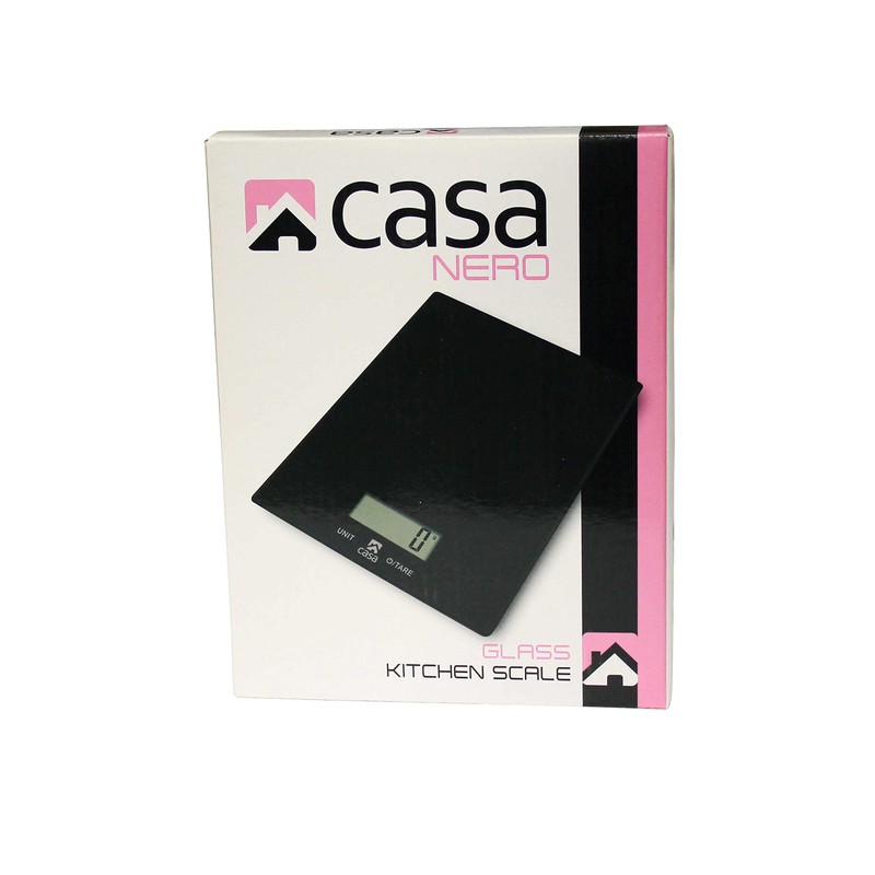 Digital Food Kitchen Scale (Black) - 4mm Glass Scale with