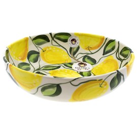 CERÁMICA ESPAÑA Ceramic Salad Bowl Original Salad Bowls Salad Bowls Decoration Lemons Model M01 100% Handmade Decoration 23 x 23 x 5.5 cm
