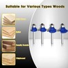 4 Pcs Blue Router Bits 1/4 Shank Feanron Round Over