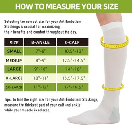 2 Pairs Anti Embolism Compression Stockings - 15-20 mmHg Knee High Ted Surgical Compression Stockings for Women and Men with Inspect Toe, Small