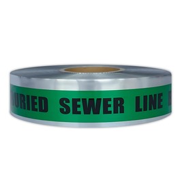 ACE Supply Detectable Underground Sewer Line Tape - Detectable Underground Tape - 2 Inch x 1000 Ft Length, 5 Mil - Buried Sewer Line Locator & Utility Marker