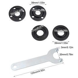 Set of 4 Replacement Parts for Angle Grinder Accessories with 125 mm Flex Key and Flange Wrench, Angle Grinder Metal Inner Outer Flange Flange Disc Holder, Arbor Adapter for Angle Grinder
