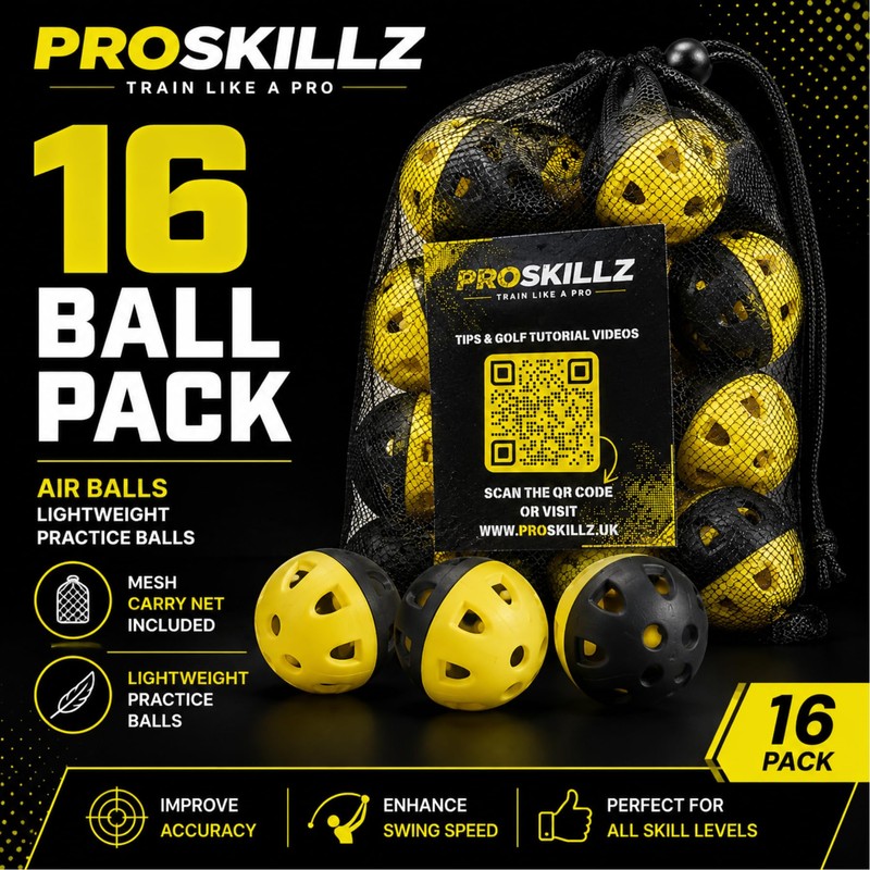PROSKILLZ® FLIGHTSYNC™ Golf Practice Air Balls – 16 Pack Lightweight