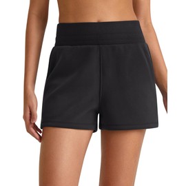G4Free Women Sweat Shorts with Pockets Modal Soft High Waist Athletic Running Shorts with Pockets Casual Lounge Shorts(Black, M)