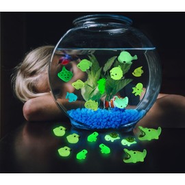 SparkleFab Luminous Tiny Resin Animals 300 Pcs Mini Animals Bulk Mini Resin Ducks Owls Tiny Frogs Pandas Small Rabbits Glow in The Dark for Miniature Garden Accessories Micro Landscape Aquarium Potted Decoration