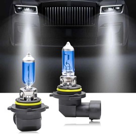 Slykew 2 PCS Car Halogen Bulb, 12V 55W Waterproof Quartz Glass Super Bright Vehicle Low Beam Replacements, Universal Automotive Lighting Bulb Accessories for Truck SUV Car (White Light #9006)